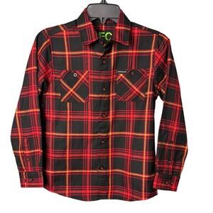 Dixxon X Meshuggah Immutable Flannel Shirt DFC Youth SZ M Black Red Orange NWOT